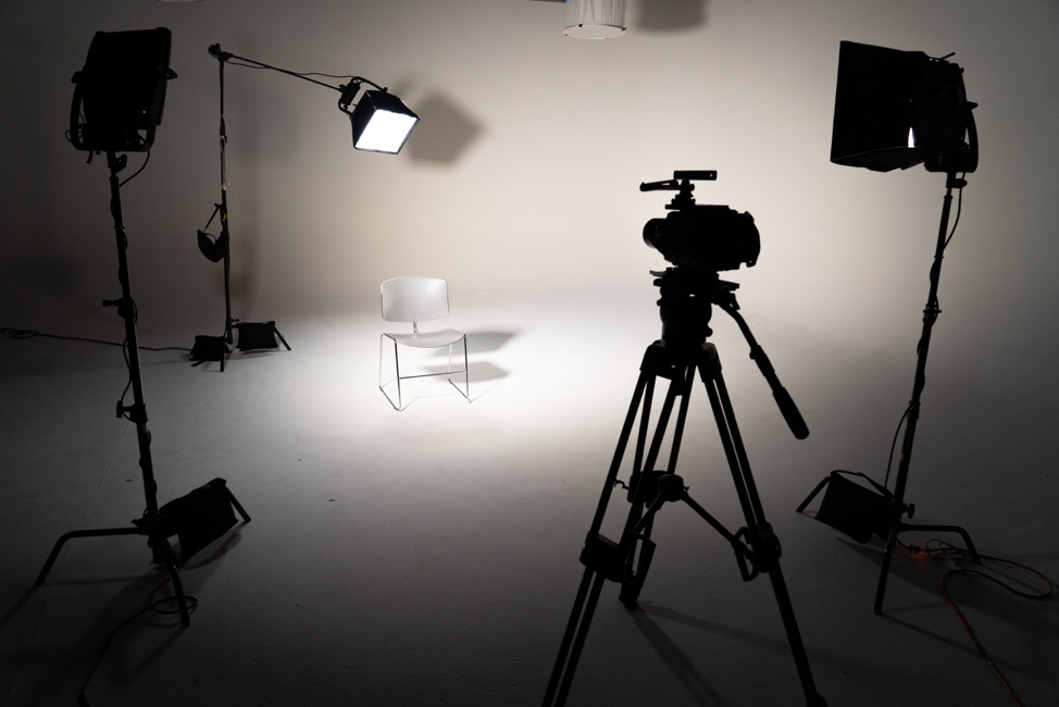 3-piece lighting setup at VMG Studios including a key light, fill light, and back light