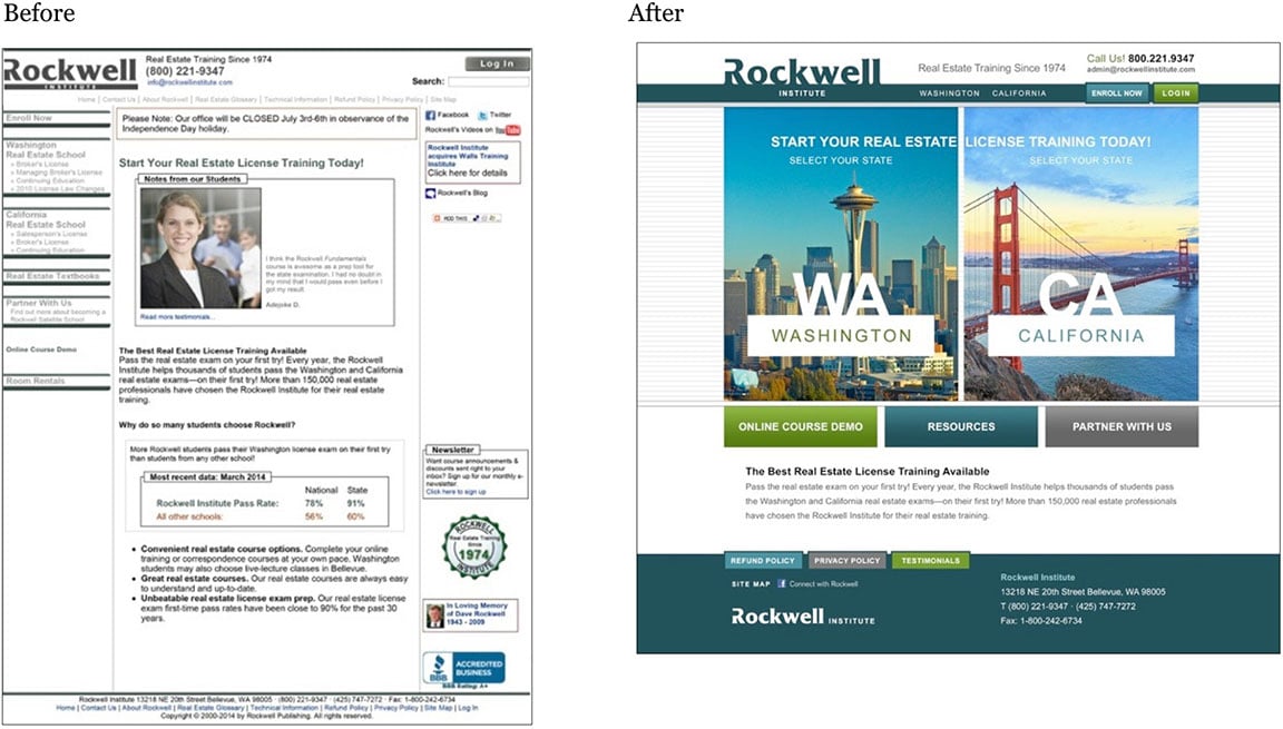 Rockwell website design before and after