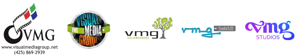 VMG Studios logo designs through the years