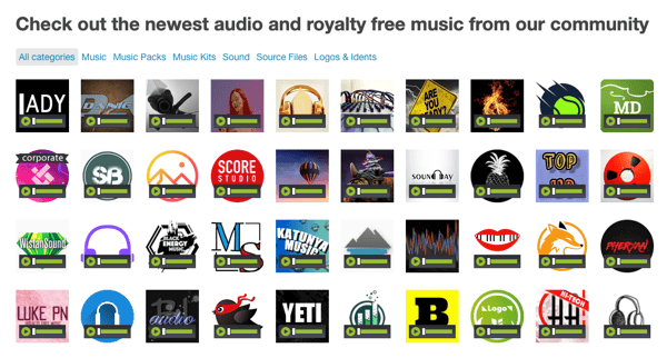 Audiojungle music library categories