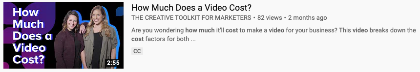 YouTube video thumbnail for How Much Does a Video Cost from The Creative Toolkit for Marketers