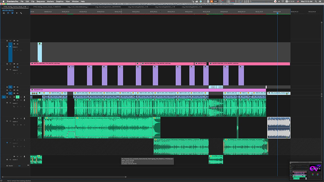 Editing timeline of a video in Adobe Premiere Pro