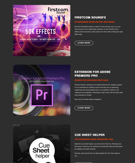 FirstCom music library additional services, Adobe Premiere 