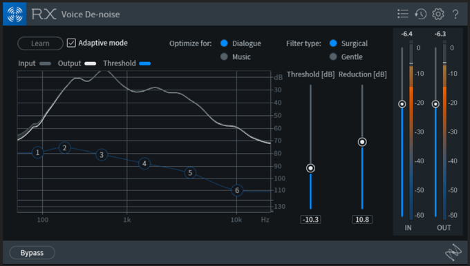 iZotope RX7 Voice De-noise in automatic mode
