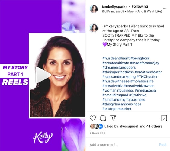 Kelly Sparks introduction Instagram Reel video