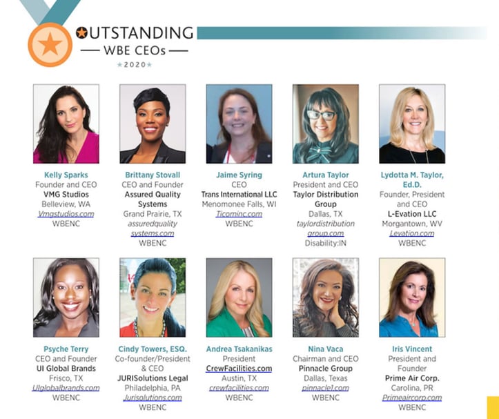 Women's Enterprise Magazine Outstanding WBE CEOs of 2020 featuring Kelly Sparks of VMG Studios