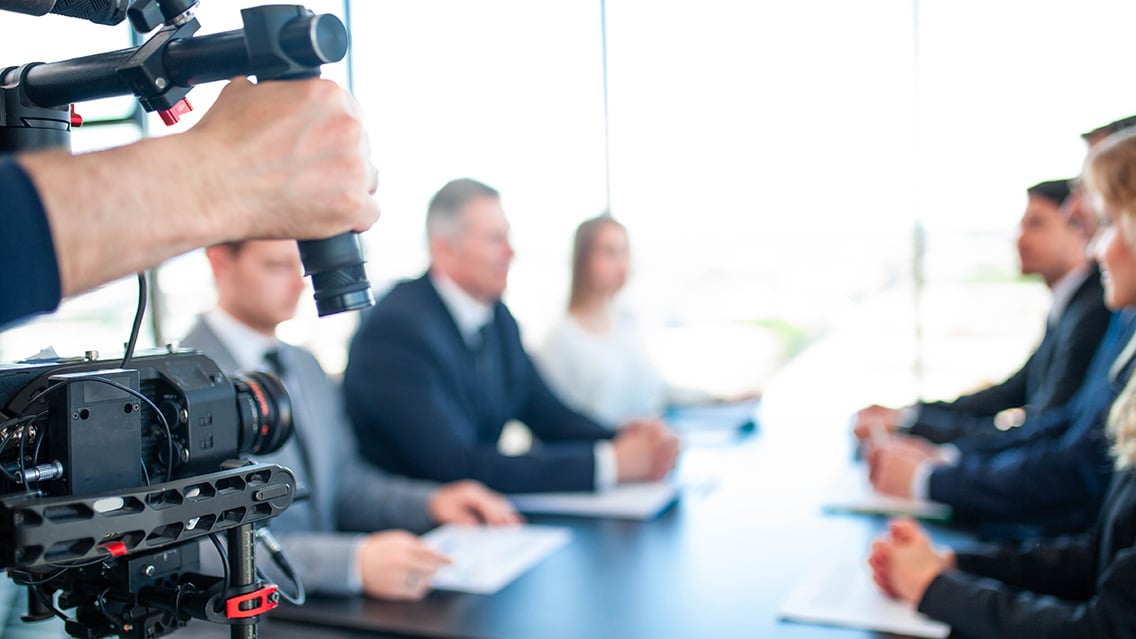 Marketing video being shot in office setting