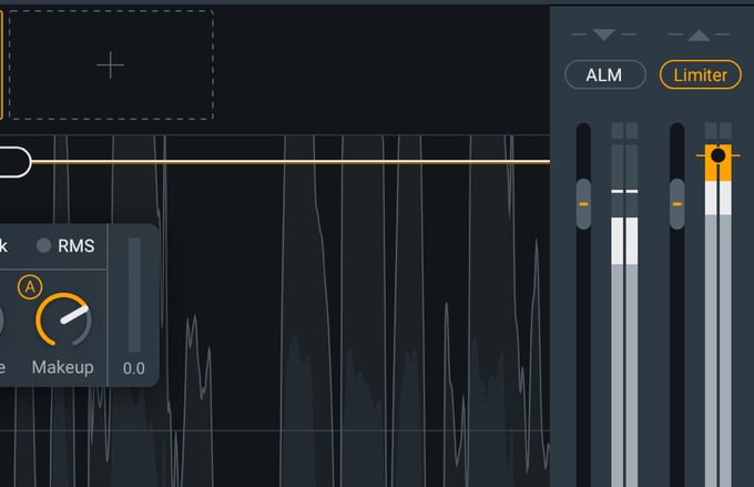 The makeup gain section of the compressor and final limiter of iZotope Nectar 3
