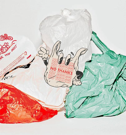 Plastic bag environmental graphic design