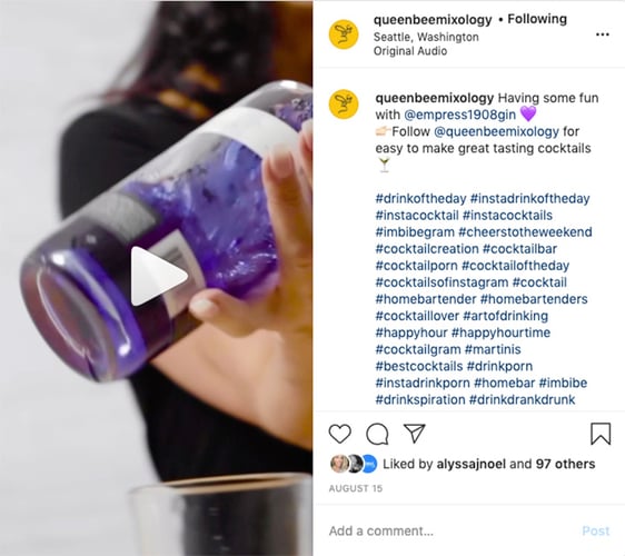 Queen Bee Mixology Instagram Reels cocktail recipe video