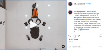  Stop motion-video julkaistu Rab Equipmentin Instagram-tilillä