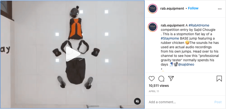 Stop motion video posted on Rab Equipment's Instagram account