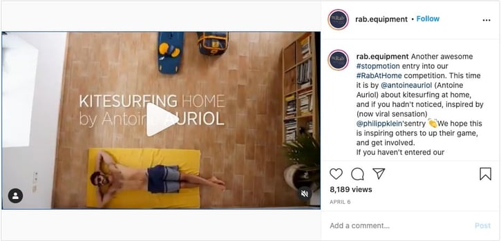 Stop motion video posted on Rab Equipment's Instagram account