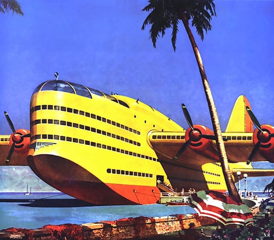 Seaplane retro futurism graphic design