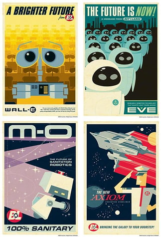 Retro futurism WALL-E style graphic design