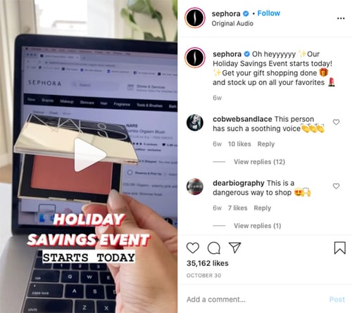 Sephora Instagram Reel example