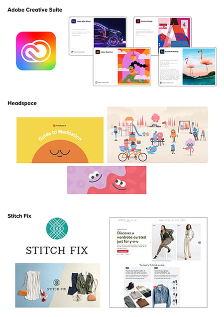 Adobe, Headspace, and Stitch Fix brands