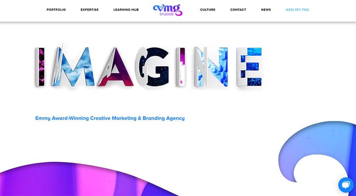 VMG Studios website design on a desktop computer