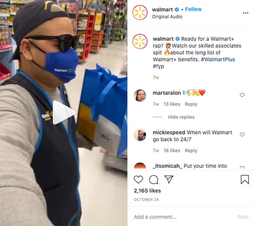 Walmart Instagram Reel example