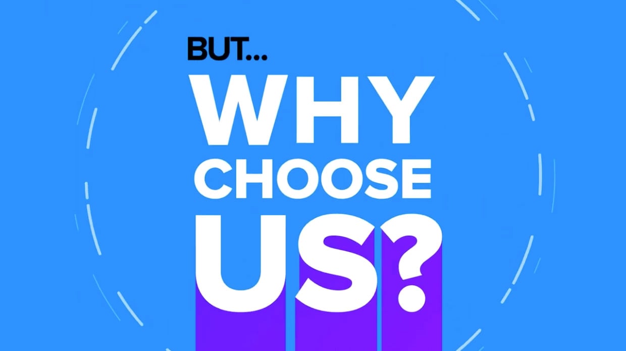 Kinetic text: "Why Choose Us?" from VMG Studios' animated explainer video