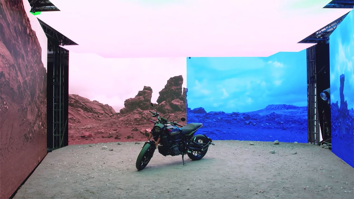 virtual video production motorcycle CGI wall